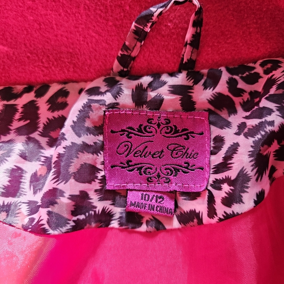 Girls Red Pea Coat by Velvet Chic Sz 10/12 - Picture 5 of 6